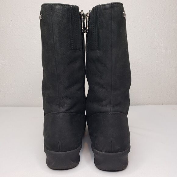Aravon Womens Fairlee Black Leather Mid Winter Wedge Boots Waterproof Size 8 US - Picture 5 of 16